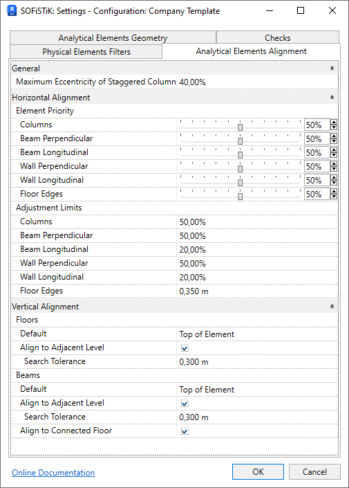 GUI Settings - Analytical Elements Alignment
