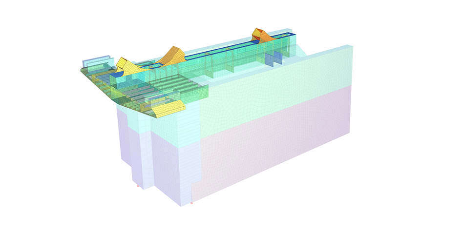 Model 03 Abutment, clamping - U81, 1st construction phase
